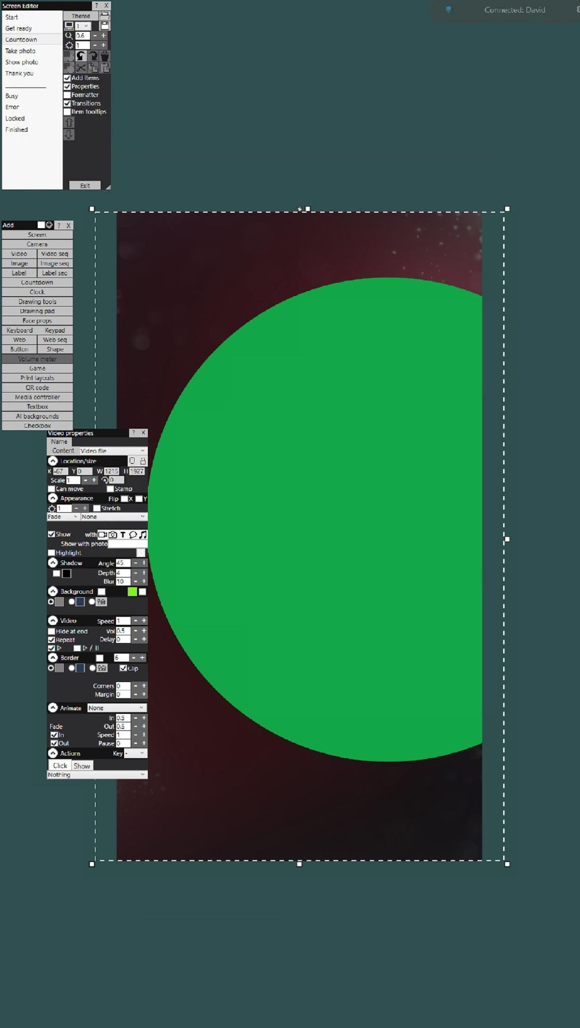 Green-screen video and Background colour key