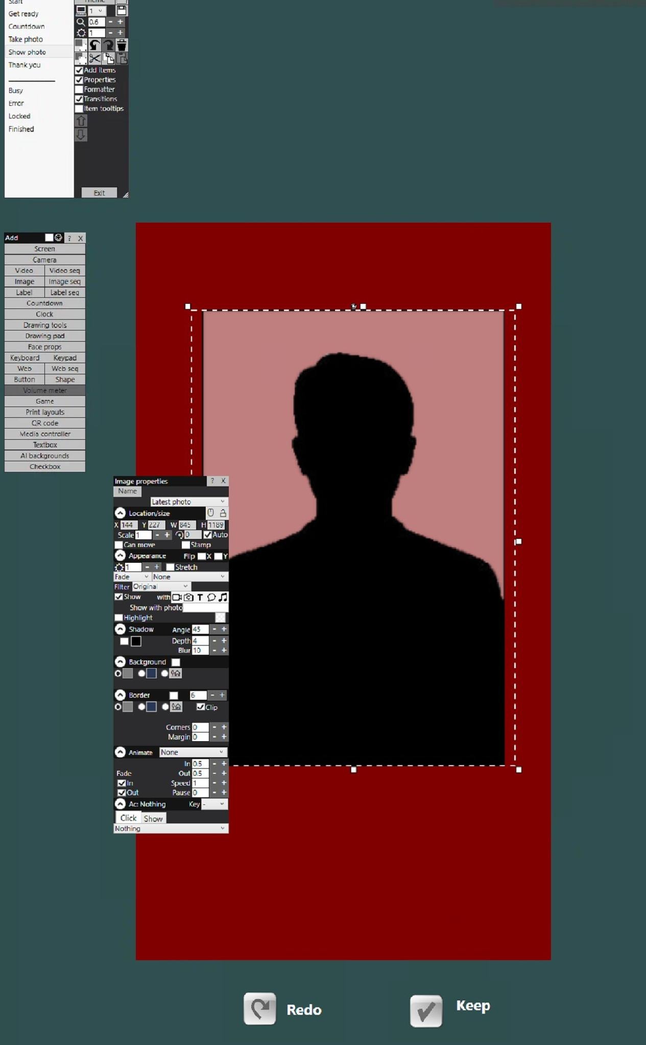 Show photo screen setup