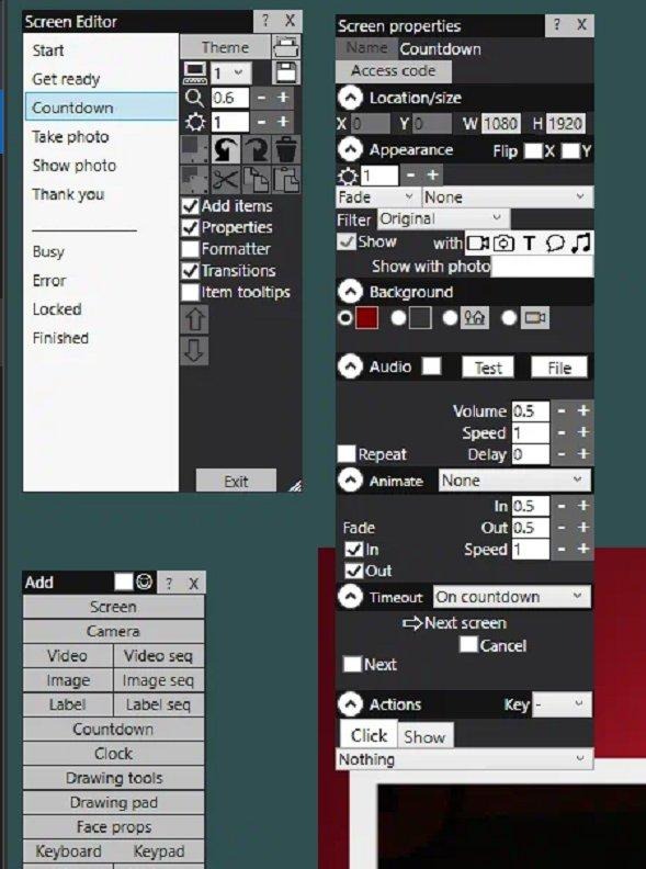 Countdown screen Timeout settings